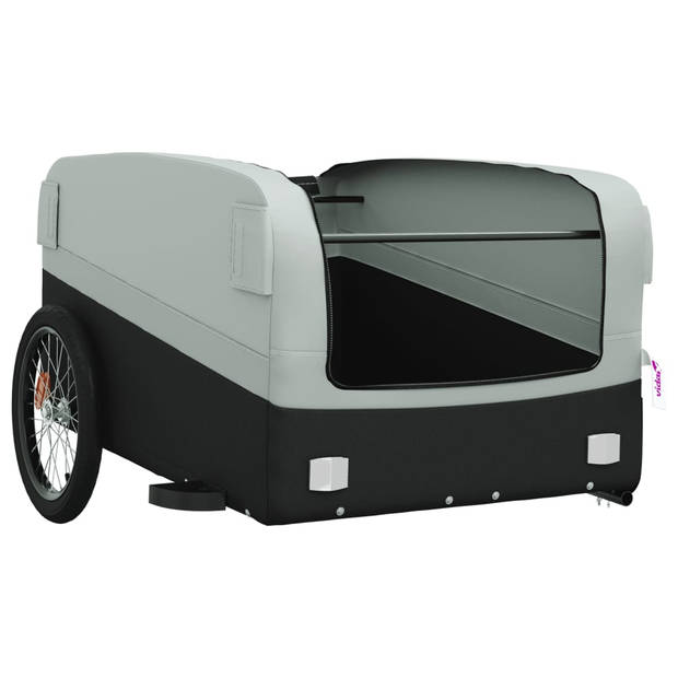 vidaXL Fietstrailer 45 kg ijzer zwart en grijs