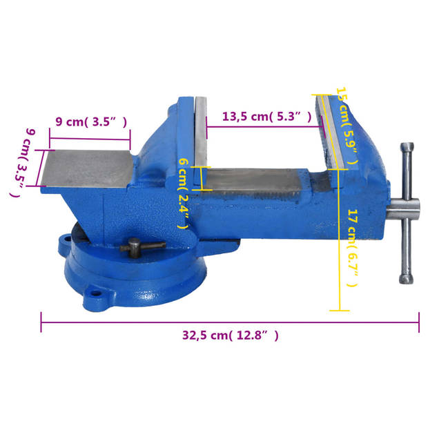 vidaXL Bankschroef 150 mm gietijzer blauw