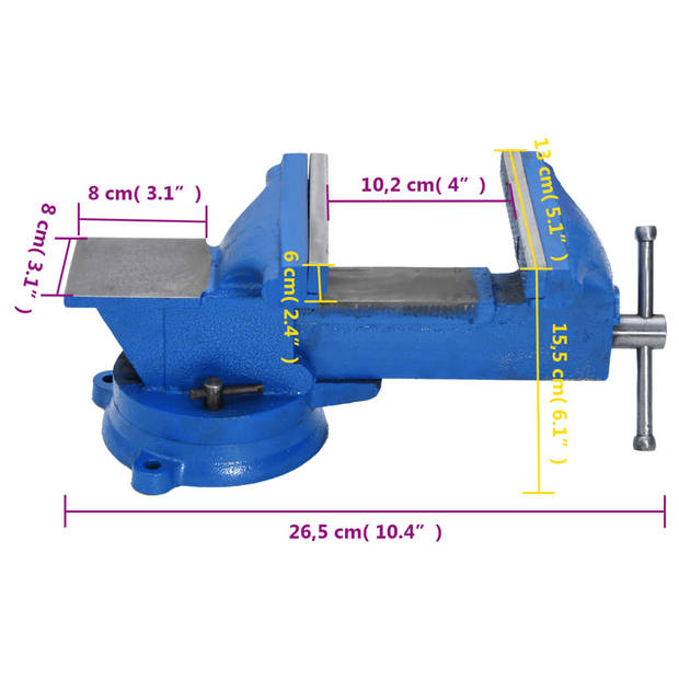 vidaXL Bankschroef 125 mm gietijzer blauw