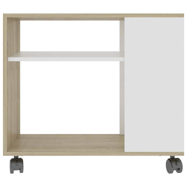 vidaXL Bijzettafel 70x35x55 cm bewerkt hout wit en sonoma eikenkleurig