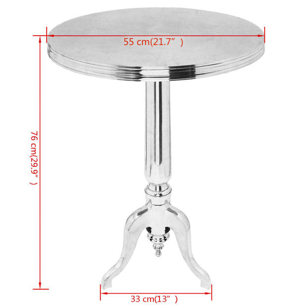 vidaXL Bijzettafel rond aluminium zilver