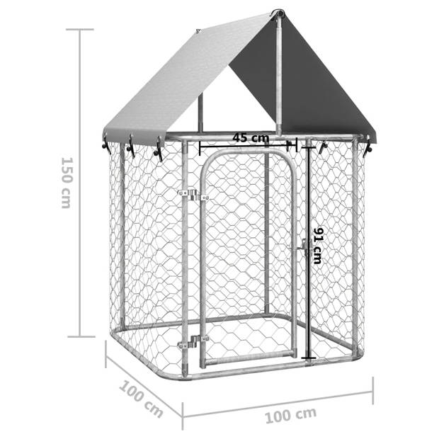 vidaXL Hondenkennel voor buiten met dak 100x100x150 cm