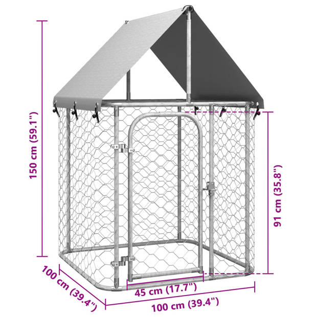 vidaXL Hondenkennel voor buiten met dak 100x100x150 cm