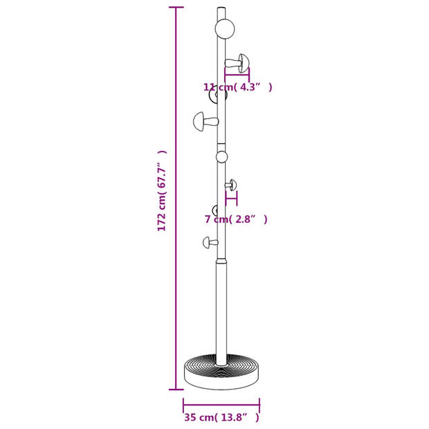 vidaXL Kapstok 172 cm gepoedercoat ijzer wit