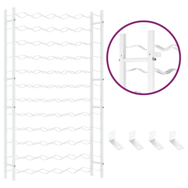 vidaXL Wijnrek voor 72 flessen metaal wit