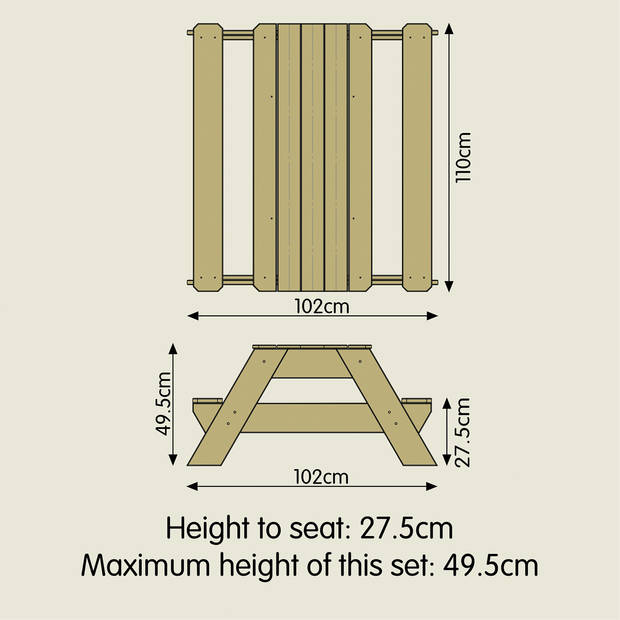 TP zand- en picknicktafel voor 4 Joy hout