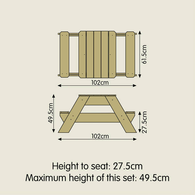 TP zand- en picknicktafel voor 2 Joy hout