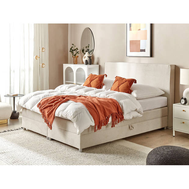 Beliani MINISTER - Boxspringbed-Beige-Polyester