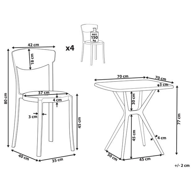 Beliani SERSALE/VIESTE - Bistroset-Wit-Synthetisch materiaal