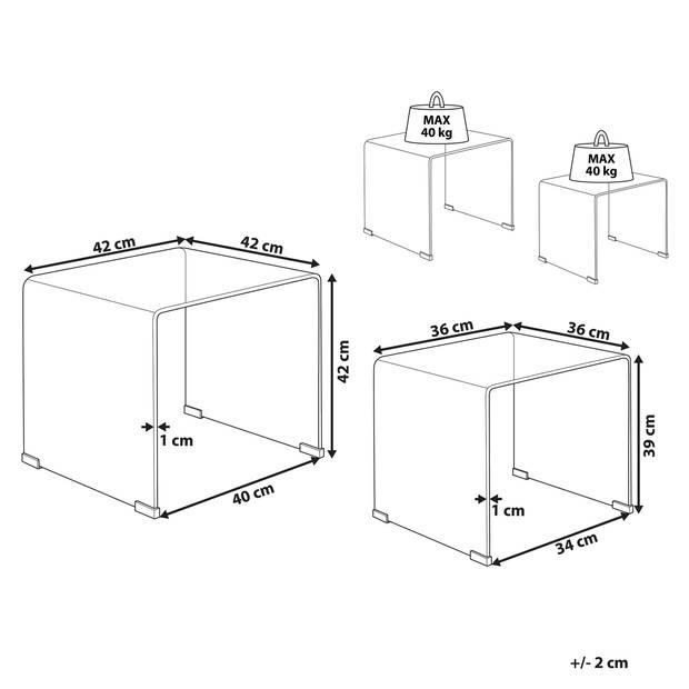 Beliani KENDALL - Salontafel-Transparant-Veiligheidsglas