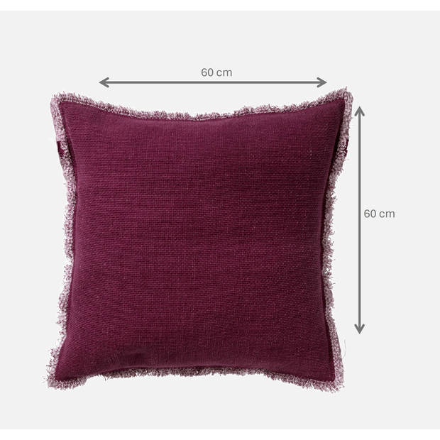 Dutch Decor - BURTO - Sierkussen 60x60 cm - gewassen katoen - Red Plum - donkerroze