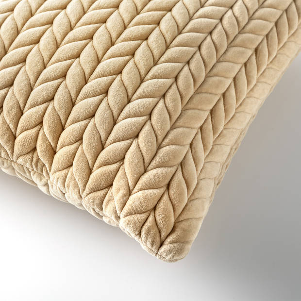 Dutch Decor - MELINA - Kussenhoes 45x45 cm - luxe visgraatmotief - effen kleur - Irish Cream - beige