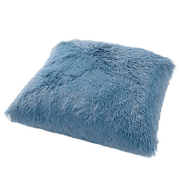 Dutch Decor - FLUFFY - Kussenhoes 60x60 cm - superzacht - XL kussensloop - Provincial Blue - blauw