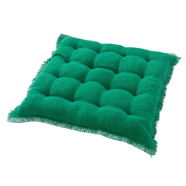 Dutch Decor - BURTO - Stoelkussen 40x40 cm - gewassen katoen - Emerald - groen