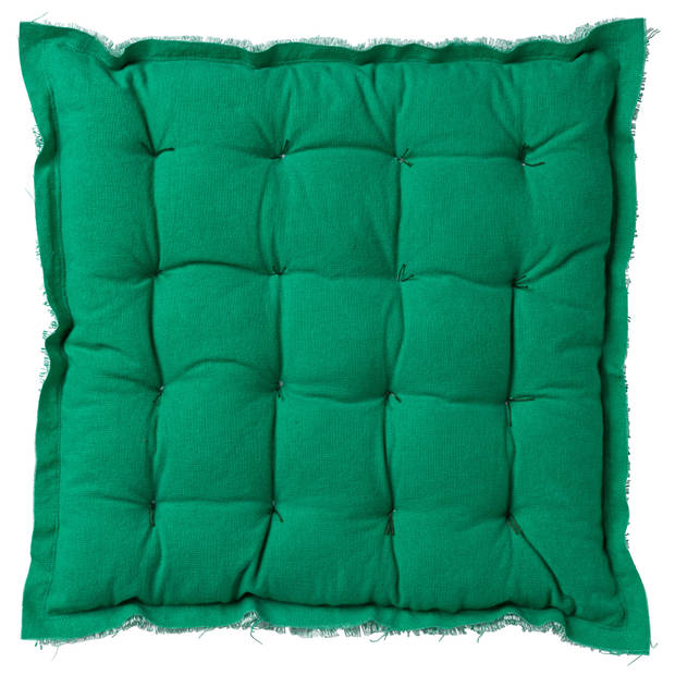 Dutch Decor - BURTO - Stoelkussen 40x40 cm - gewassen katoen - Emerald - groen