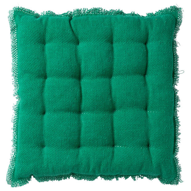 Dutch Decor - BURTO - Stoelkussen 40x40 cm - gewassen katoen - Emerald - groen