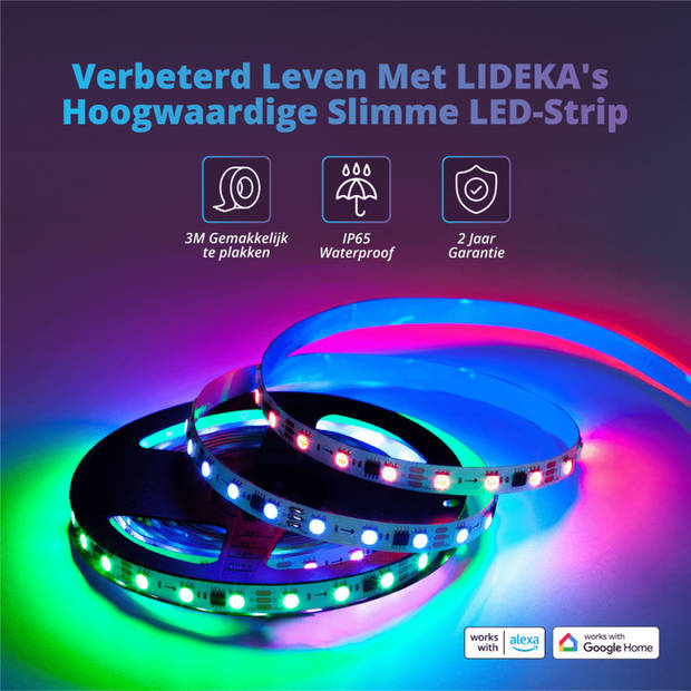 Lideka Slimme NEON RGB LED Strip 3 Meter + RGB LED Strip 20 Meter