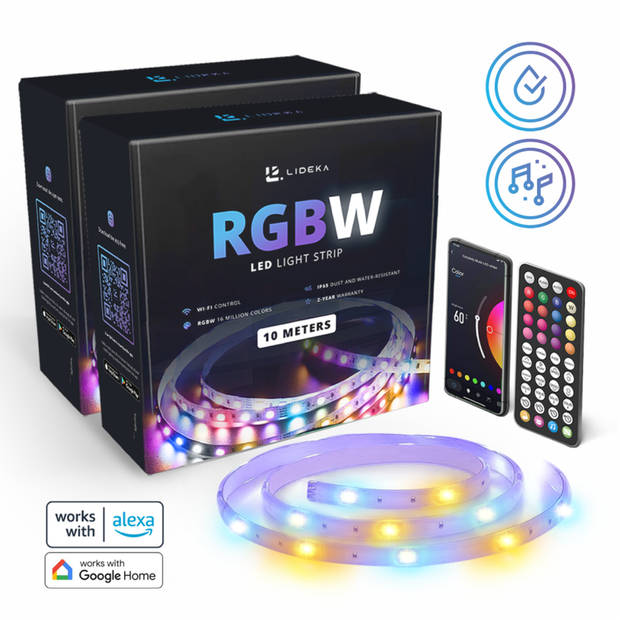 LED Strip 20 (2 sets van 10m) Meter RGB + Wit - Gaming Lichtstrip met App - LED-strips - Verlichting