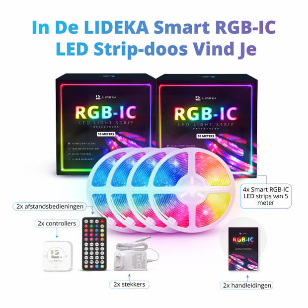 Lideka Slimme RGBIC LED Strip 20 Meter