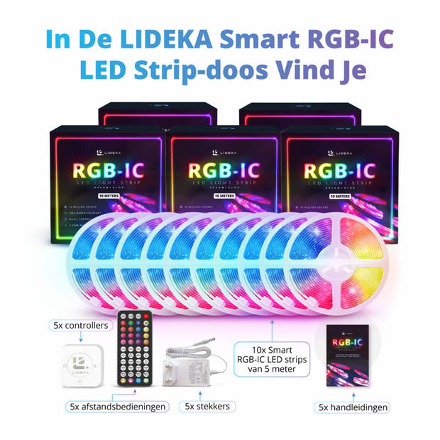 Lideka Slimme RGBIC LED Strip 50 Meter