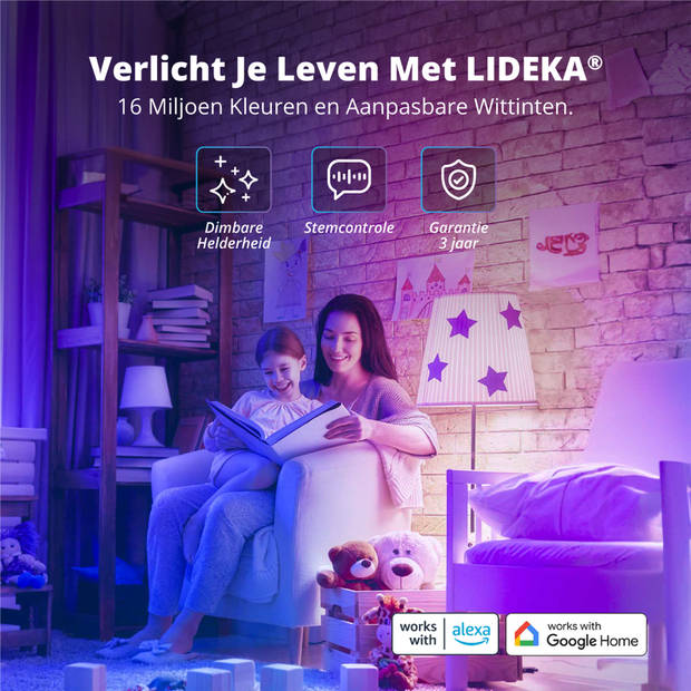 Lideka Slimme LED Smart Lampen - E14 - Set Van 5 - Google, Alexa en Siri