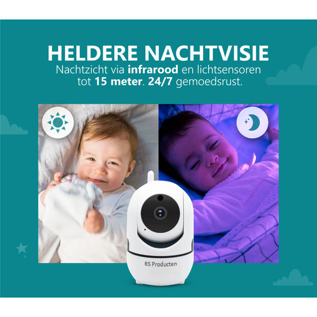 BS Producten Babyfoon met Camera en App - WiFi - FULL HD - Wit