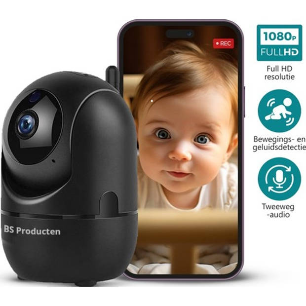BS Producten Babyfoon met Camera en App - WiFi - FULL HD - Zwart