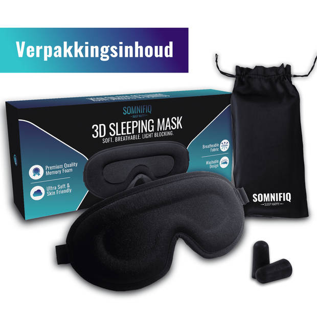 Somnifiq Slaapmasker - Luxe 3D Oogmasker - 100% Verduisterend - Voor Mannen en Vrouwen