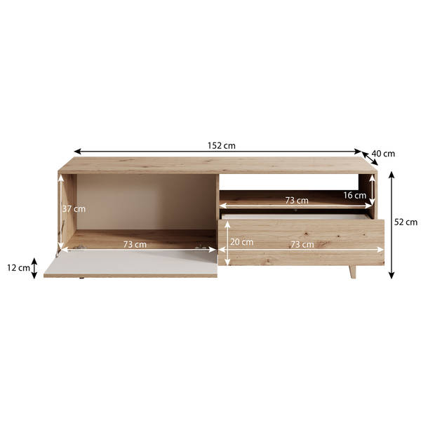 Meubella TV-Meubel Fuzeta - Eiken - 152 cm