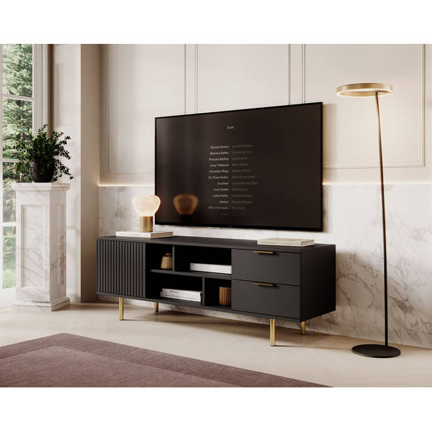 Meubella TV-Meubel Nicola - Mat zwart - 150 cm