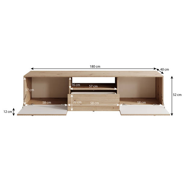 Meubella TV-Meubel Fuzeta - Eiken - 180 cm