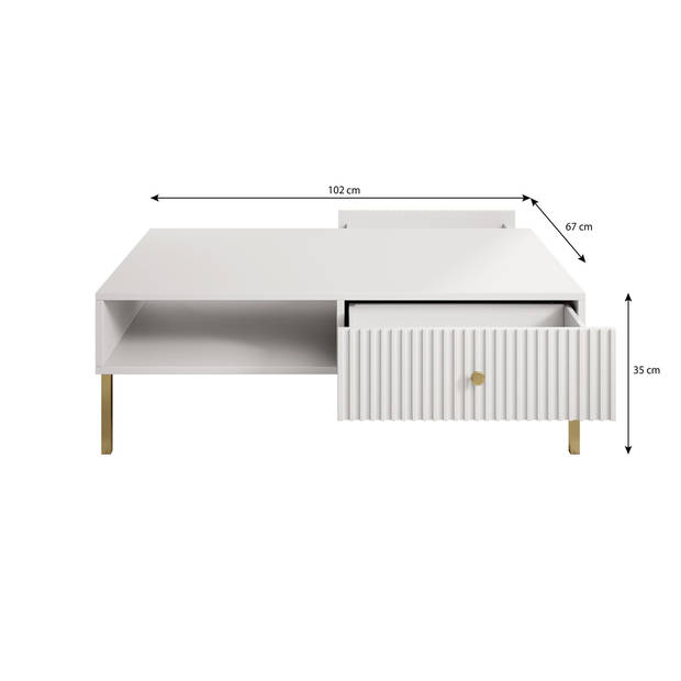 Meubella Salontafel Vermont - Wit - 102 cm