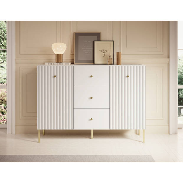 Meubella Dressoir Vermont - Wit - 135 cm