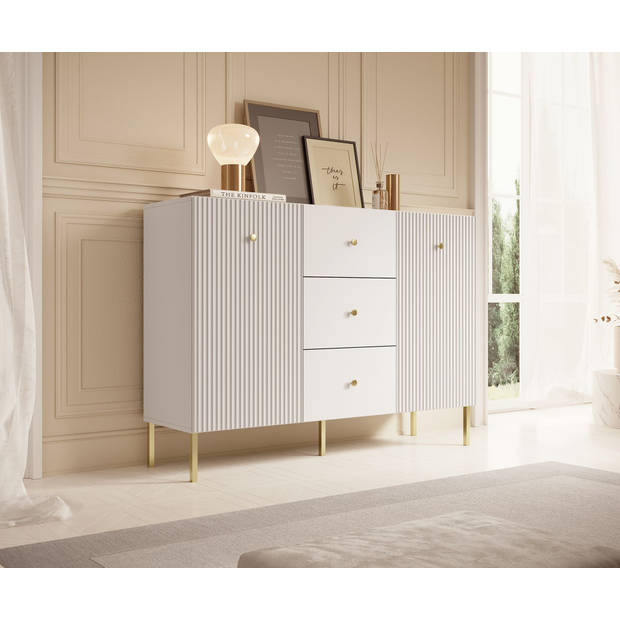 Meubella Dressoir Vermont - Wit - 135 cm