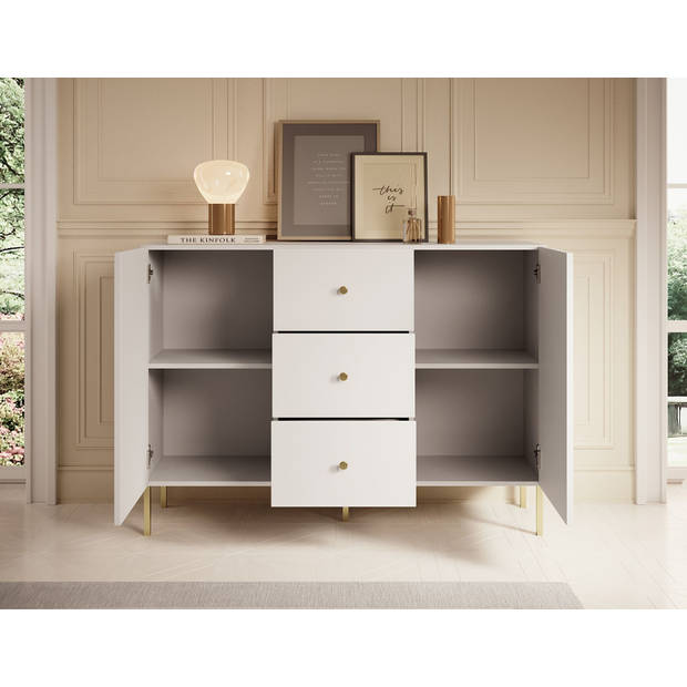 Meubella Dressoir Vermont - Wit - 135 cm