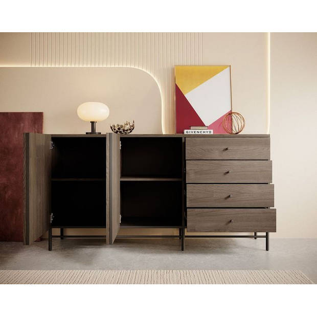 Meubella Dressoir Paz - Donker eiken - 165 cm