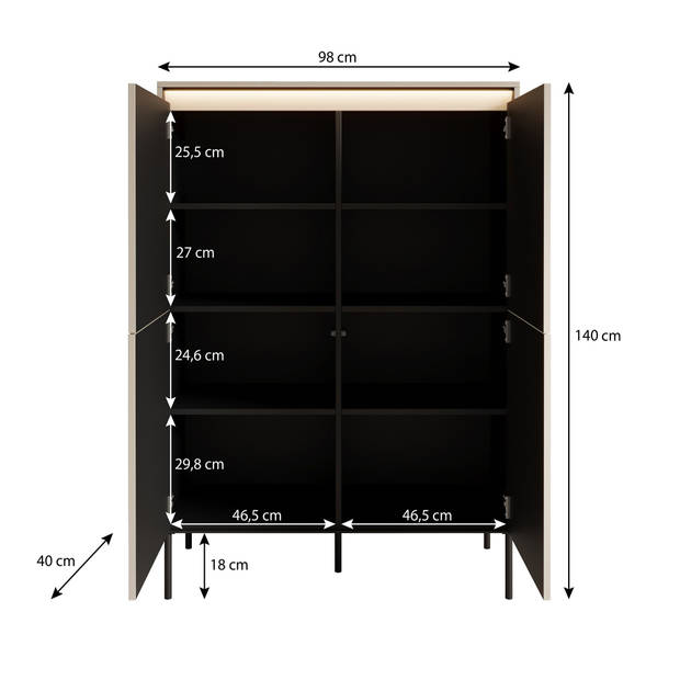 Meubella Dressoir Timoteo - Eiken - 98 cm - Hoog