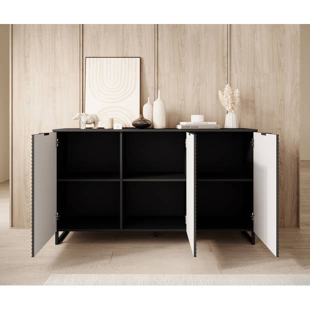 Meubella Dressoir Delgado - Mat zwart - 150 cm