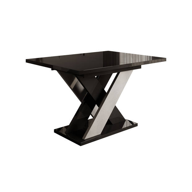 Meubella Eetkamertafel Xandra - Zwart hoogglans - Betonlook - 160 cm - Uitschuifbaar