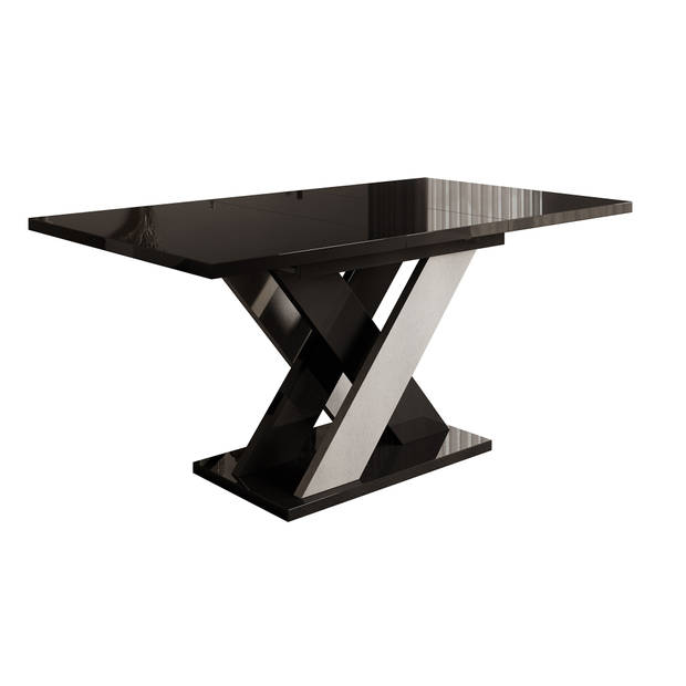 Meubella Eetkamertafel Xandra - Zwart hoogglans - Betonlook - 160 cm - Uitschuifbaar