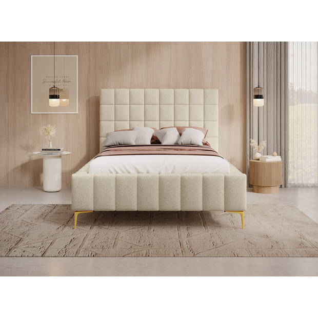 Meubella Tweepersoonsbed Great - Beige - 140x200 cm