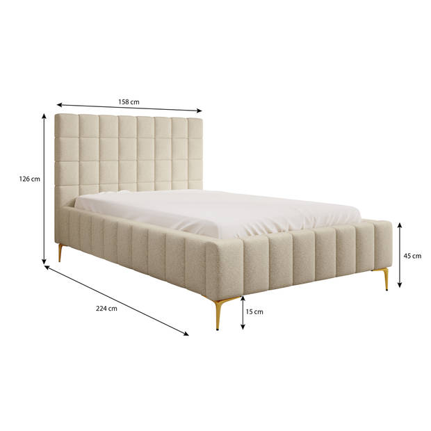 Meubella Tweepersoonsbed Great - Beige - 140x200 cm