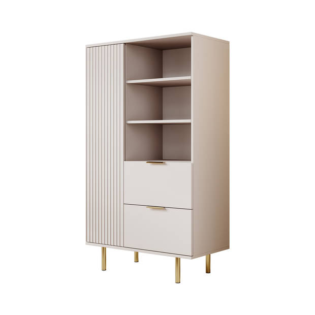 Meubella Vitrinekast Nicola - Beige - 80 cm - Laag