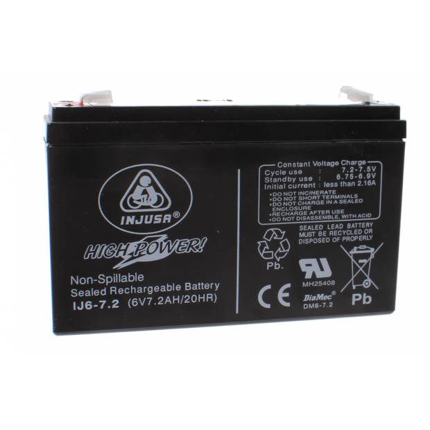 Injusa oplaadbare batterij High Power 6V-7,2 AH zwart