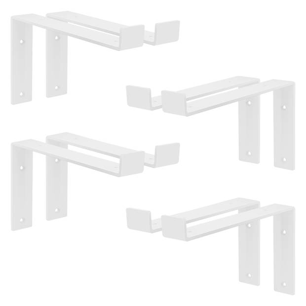 ML-Design 8 stuks plankbeugel 25x4x14,5cm wit, gemaakt van metaal, 10 inch plankbeugels, industriële plankbeugels,