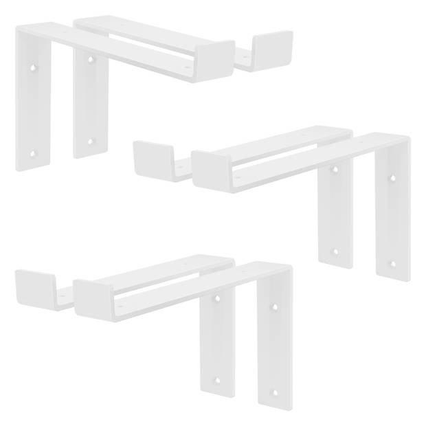 ML-Design 6 stuks plankbeugel 25x4x14,5cm wit, gemaakt van metaal, 10 inch plankbeugels, industriële plankbeugels,