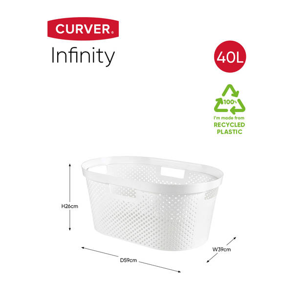Curver Infinity Recycled Wasmand met deksel 60L + Wasmand 40L - Wit