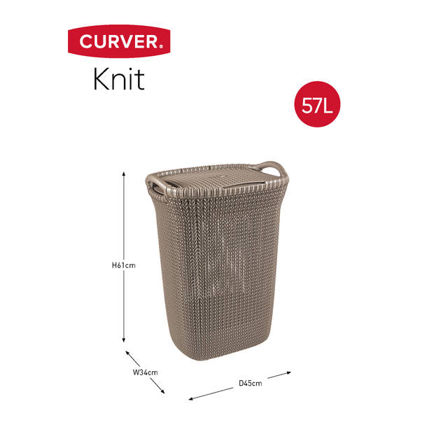 Curver Knit Wasmand met deksel - 57 l - set van 2 -Bruin