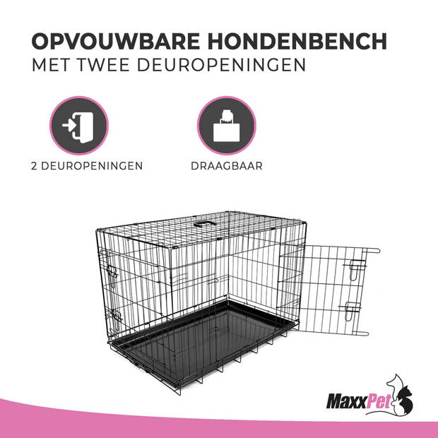 MaxxPet Hondenbench opvouwbaar - auto - bench voor honden - hondenren - 107x70x78cm