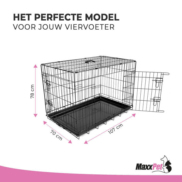 MaxxPet Hondenbench opvouwbaar - auto - bench voor honden - hondenren - 107x70x78cm